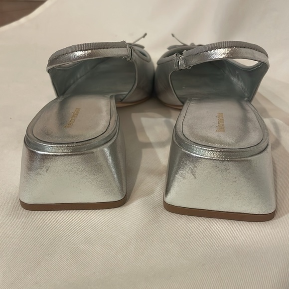 NEW Reformation Margarita Slingback Round Toe Metallic Leather Block Heel - Picture 10 of 14